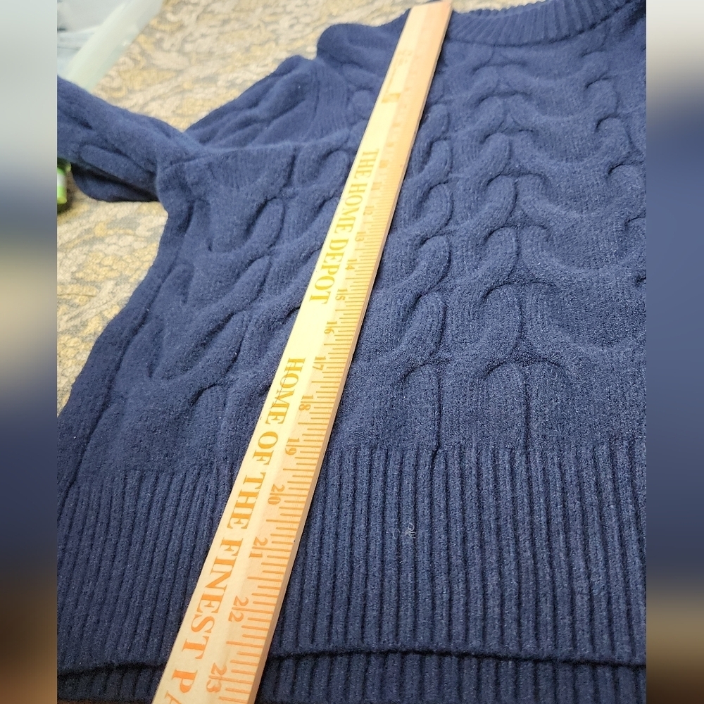Women's Cable Crewneck Pullover Sweater - A New Day Navy L - Picture 9 of 14